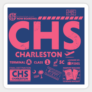 Vintage Charleston CHS Airport Code Travel Day Retro Travel Tag Sticker